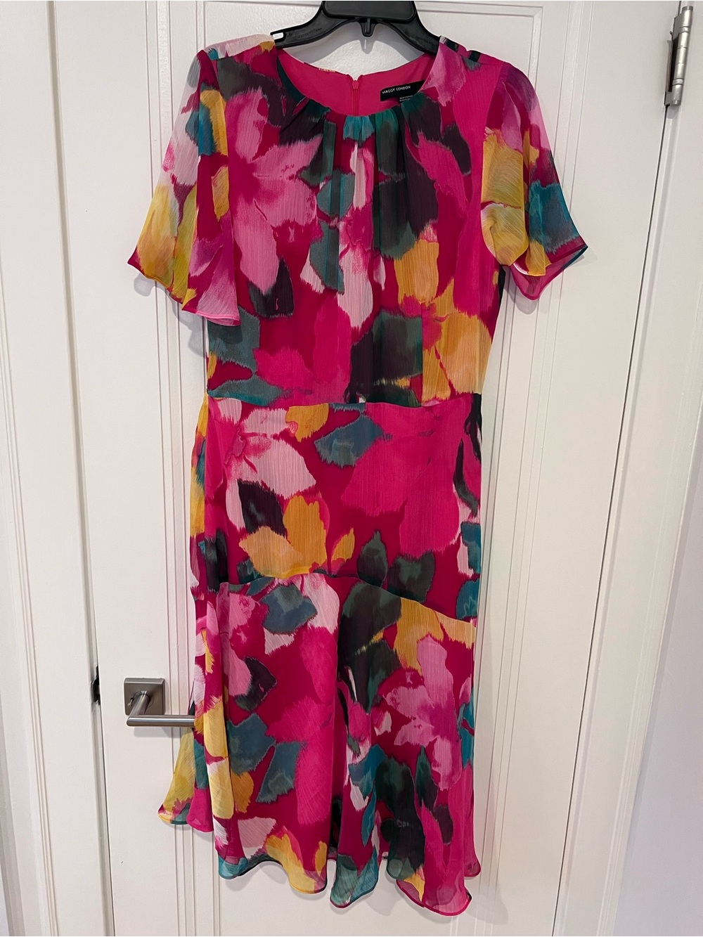Maggy London Pink Floral-Print Ruffle Hem Dress